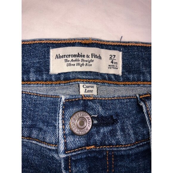 Abercrombie & Fitch Jeans Size 4 XS 27 Ankle Straight Ultra High Rise Curve Love - Picture 2 of 12